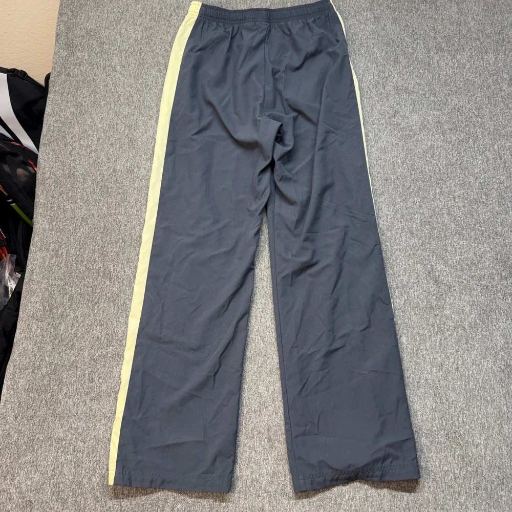 Nike Mens Track Pants Gray Yellow White Side Stripe Athletic Warm Up Medium